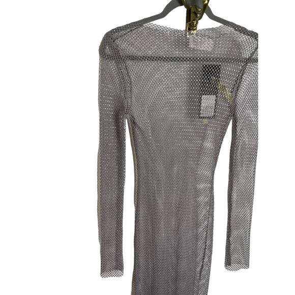 BRONX AND BANCO Long Sleeve Sparkly Embellished Webb Mesh Maxi Dress Size 2 - Picture 5 of 11